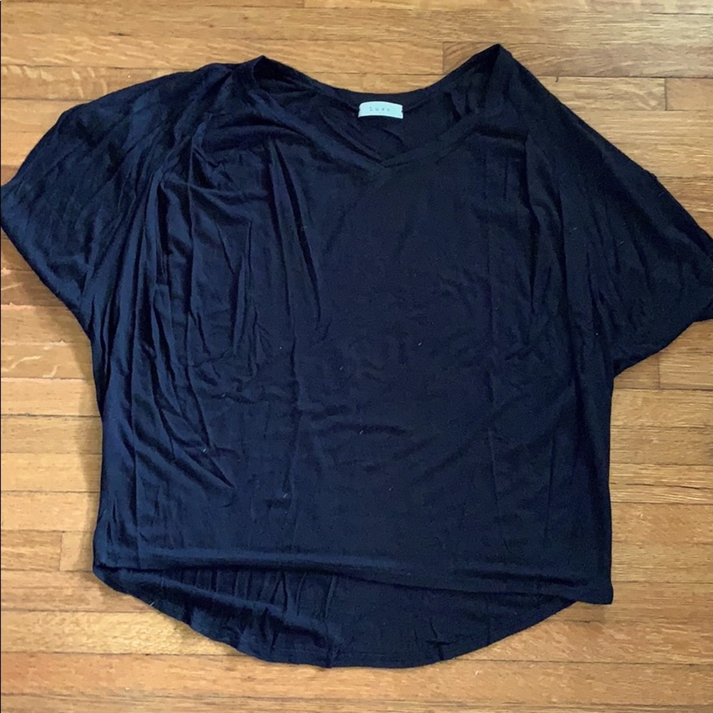 Luxe loose almost crop dolman short sleeve shirt